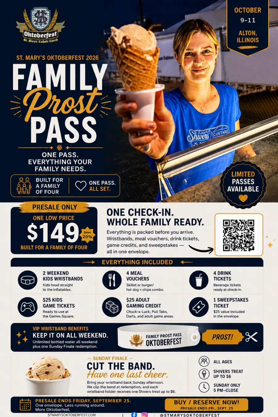 Family Prost Pass flyer showing the $149 presale package and everything included